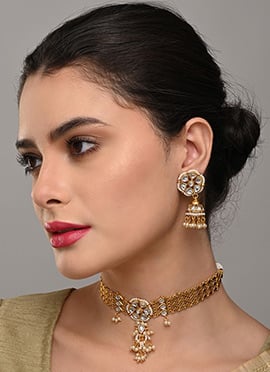 Regal Gold Kundan Beaded Necklace