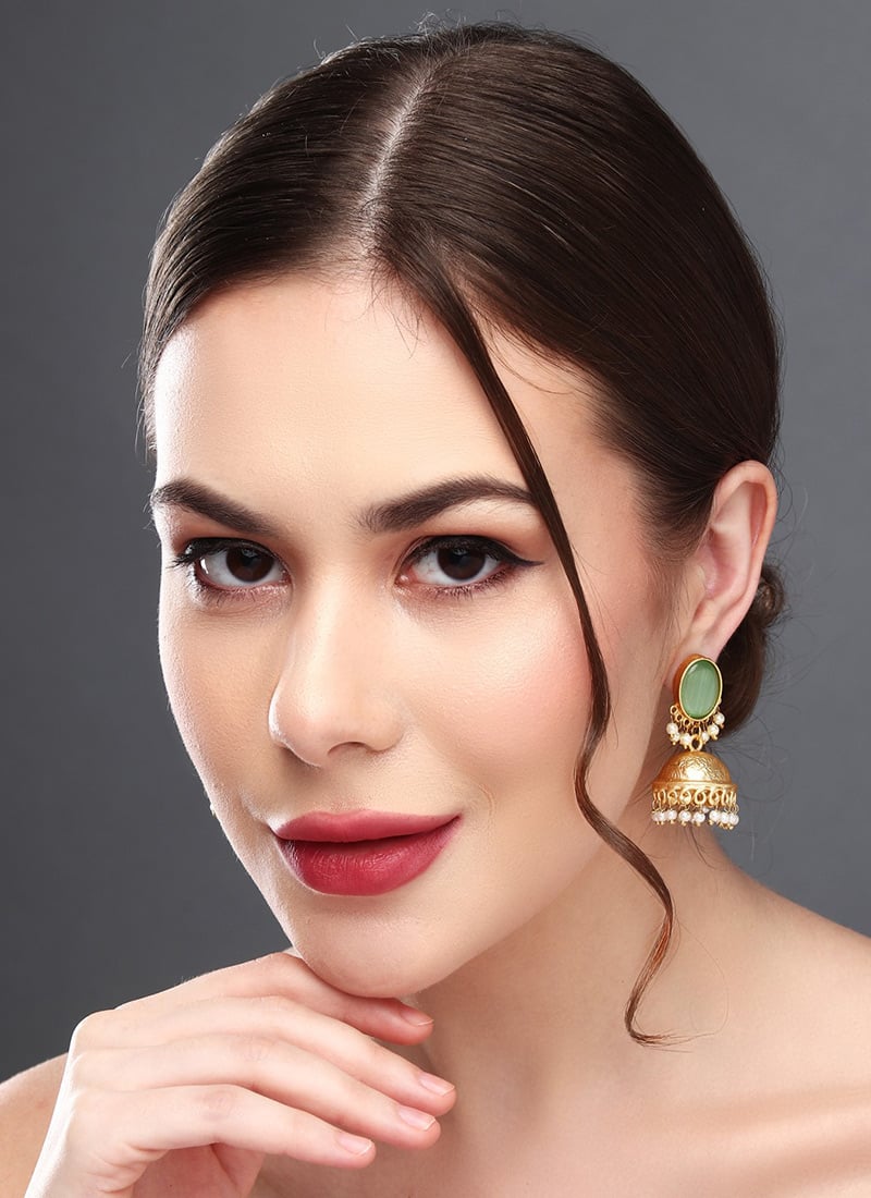 Regal Gold Pearl Stone Jhumka After Six Wear