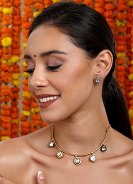 Regal Gold Plated Gold Plated Kundan And Stone Work Necklace