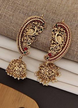 Regal Gold Stones Beads Jhumka