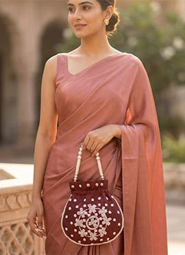 Regal Maroon  Silk Beads Moti Potli Bag