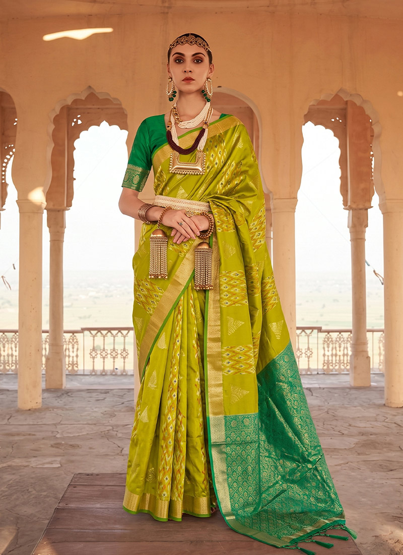 Regal Mustard Silk Zari Saree Festive Wear