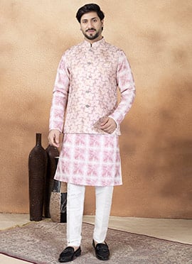 Regal Pink Banarasi Silk Jacquard Print Badi Set