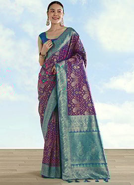 Regal Purple Banarasi Silk Paisley Zari Woven Saree