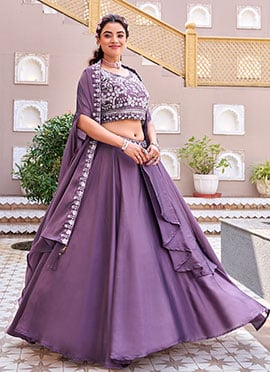 Regal Purple Rangoli Silk Embroidered Sequins Moti Indowestern Set and Suit