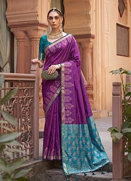 Regal Purple Silk Zari Saree