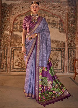 Regal Purple Viscose Silk Saree With Rajwadi Print For Elegant Occasions