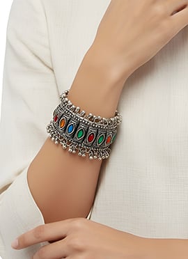 Regal Silver Multi Stone Oxidised Bracelet
