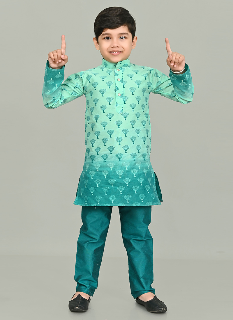 Resplendent Blended Cotton Kids Boys Kurta Pyjama Party Wear