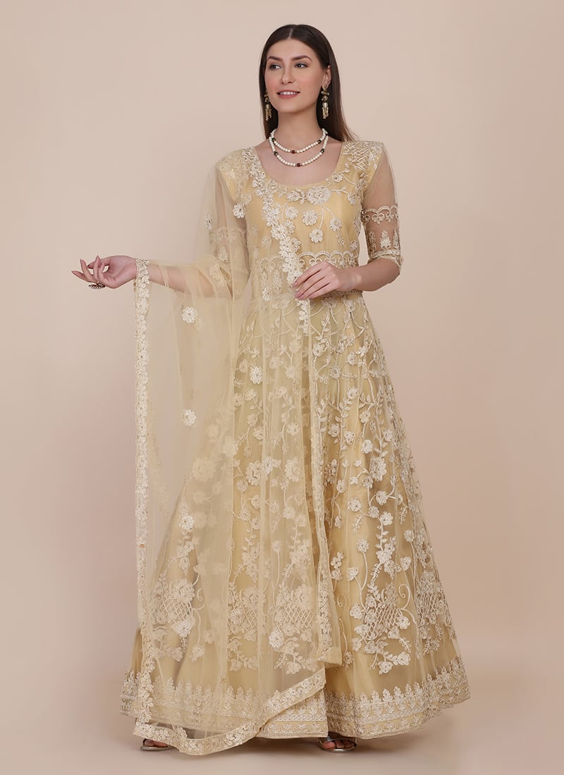 Resplendent Net Embroidered Anarkali Suit Party Wear