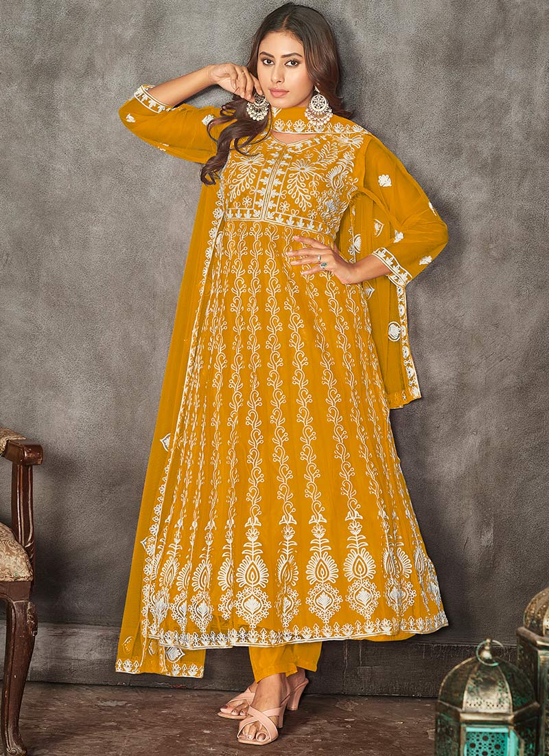 Rich Net Embroidered Anarkali Suit Party Wear
