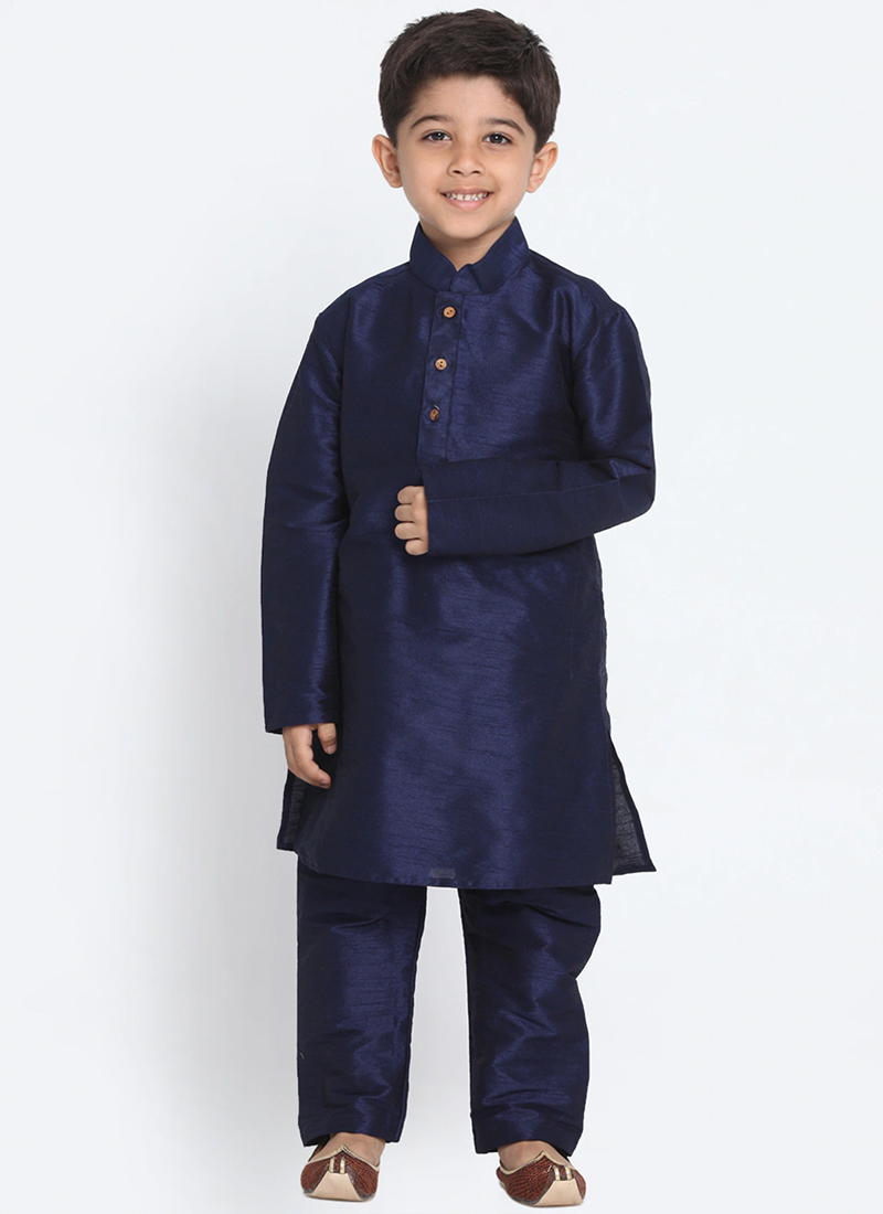 Rich Silk Dupion Kids Boys Kurta Pyjama Party Wear