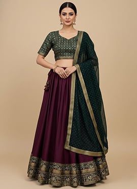 Rich Wine Mul Mul Cotton Patola Print Zari Umbrella Lehenga