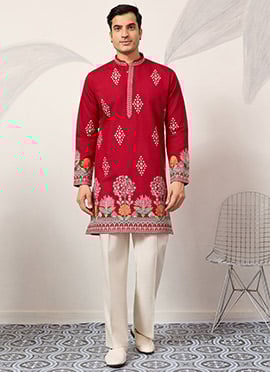 Romantic Dusty Pink Viscose Silk Embroidered Sequins Thread Kurta