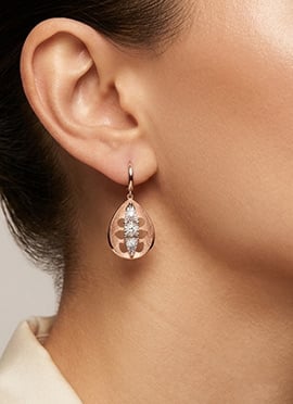 Rose Gold 925 Sterling Silver Stud Earrings With Brilliant Moissanite Stones