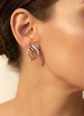 Rose Gold 925 Sterling Silver Stud Earrings With Moissanite Work