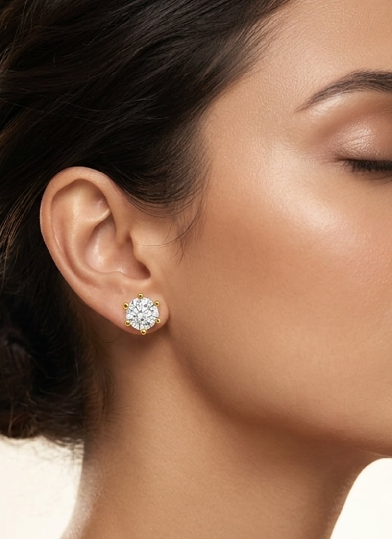 Rose Gold 925 Sterling Silver Stud Earrings With Premium Moissanite Accents Wedding Wear
