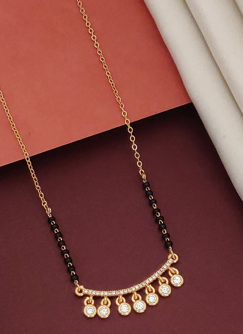 Rose Gold Beads And Stone Contemporary Mangalsutra Festive Wear