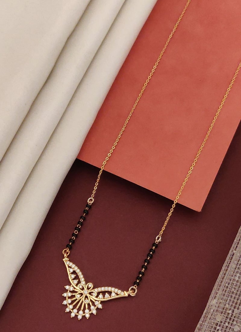 Rose Gold Beads And Stone Elegant Mangalsutra Festive Wear