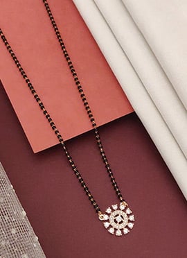 Rose Gold Beads And Stone Floral Cluster Mangalsutra