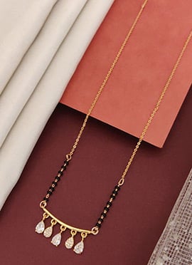 Rose Gold Beads And Stone Floral Cluster Mangalsutra