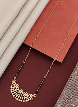 Rose Gold Beads And Stone Floral Drop Mangalsutra