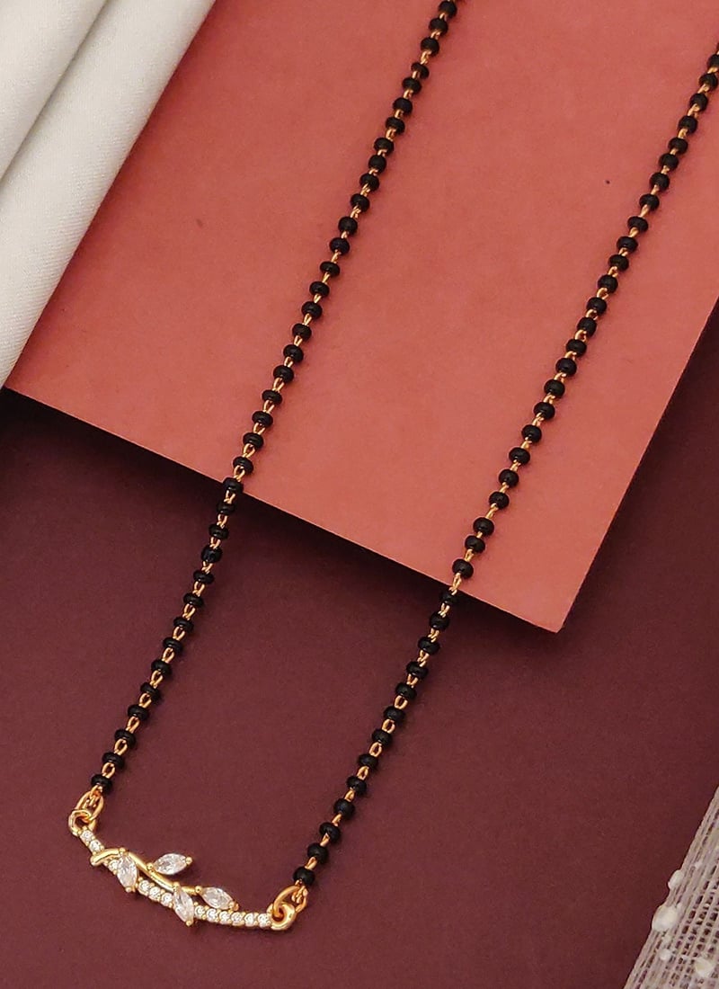Rose Gold Beads And Stone Mangalsutra Festive Wear