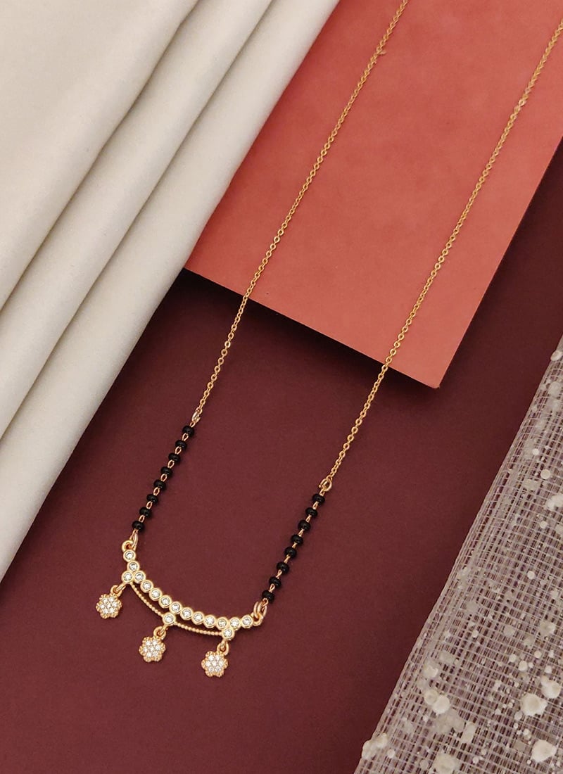 Rose Gold Beads And Stone Mangalsutra Festive Wear