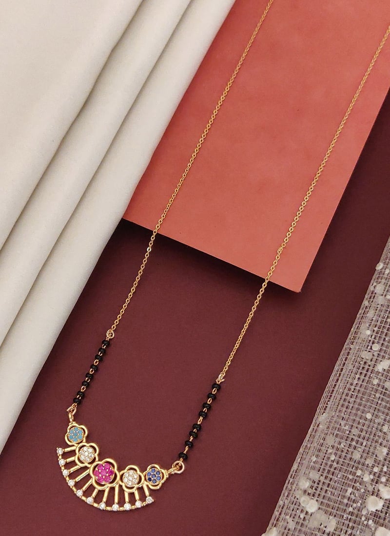 Rose Gold Beads And Stone Statement Mangalsutra Festive Wear