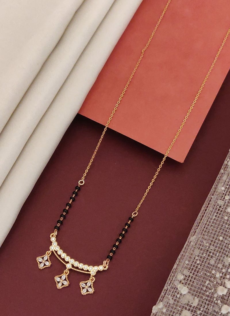 Rose Gold Beads And Stone Statement Mangalsutra Festive Wear