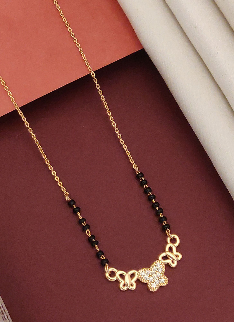 Rose Gold Beads And Stones Mangalsutra Festive Wear