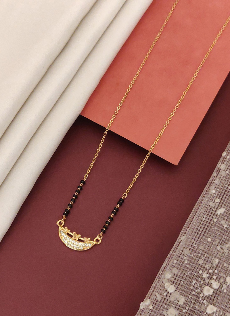 Rose Gold Circular Charm Beads And Stones Mangalsutra Festive Wear