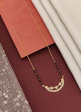 Rose Gold Circular Cluster Beads And Stones Mangalsutra