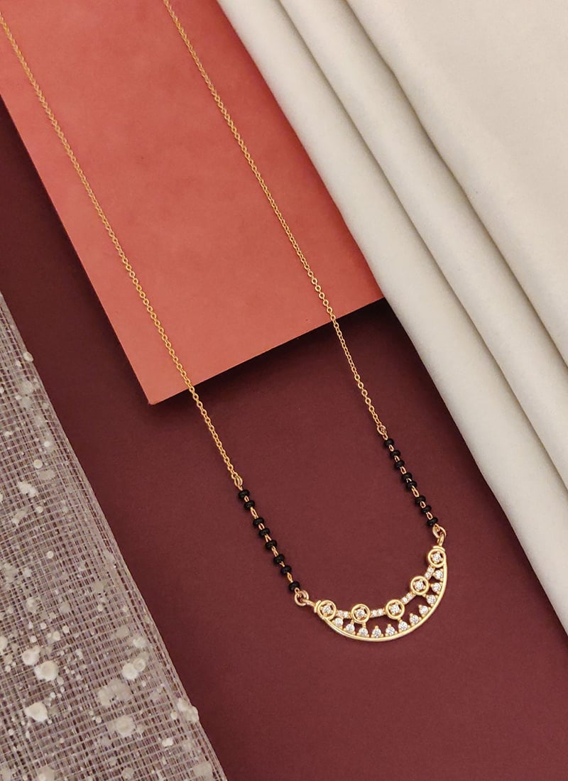 Rose Gold Circular Cluster Beads And Stones Mangalsutra Festive Wear