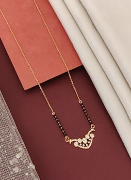 Rose Gold Cluster Arc Beads And Stones Mangalsutra