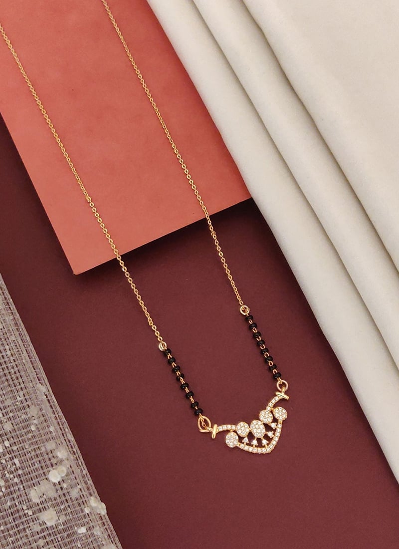 Rose Gold Cluster Arc Beads And Stones Mangalsutra Festive Wear