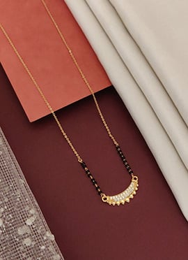 Rose Gold Curved Textured  Beads And Stones Mangalsutra