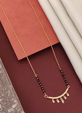 Rose Gold Drop Bar Beads And Stones Mangalsutra