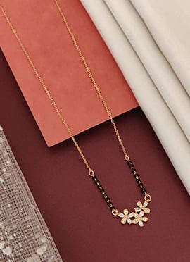Rose Gold Dual Flower Beads And Stones Mangalsutra