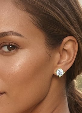 Rose Gold Fashion 925 Sterling Silver Stud Earrings With Moissanite Stone Detailing
