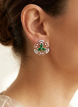 Rose Gold Finish 925 Sterling Silver Moissanite Stone Stud Earrings