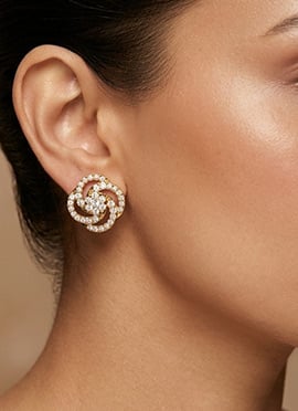 Rose Gold Finish 925 Sterling Silver Moissanite Stone Stud Earrings