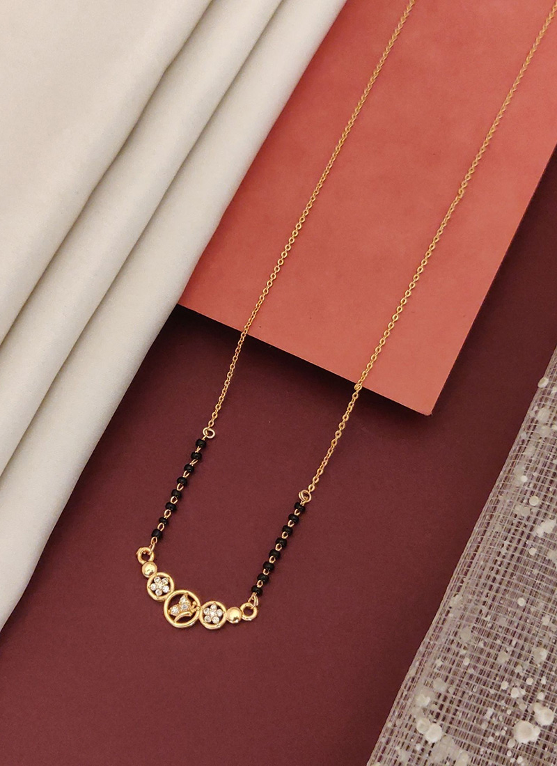Rose Gold Floral  Beads And Stones Mangalsutra Festive Wear