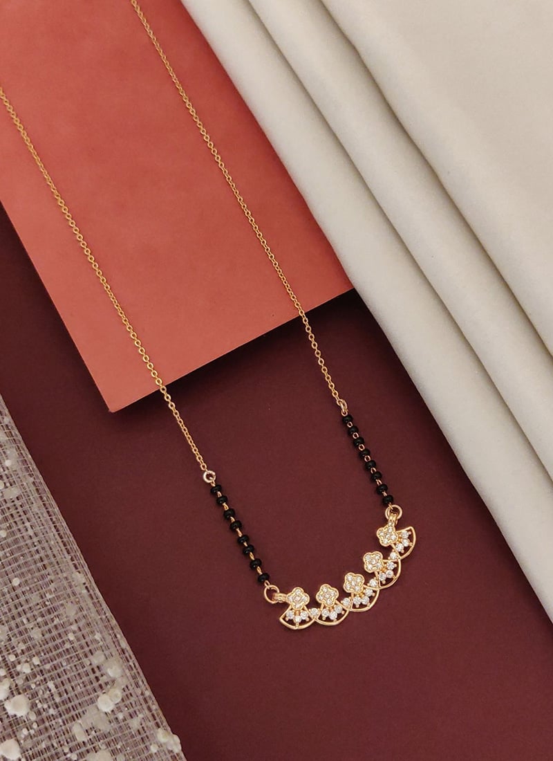 Rose Gold Floral Arc Beads And Stones Mangalsutra Festive Wear
