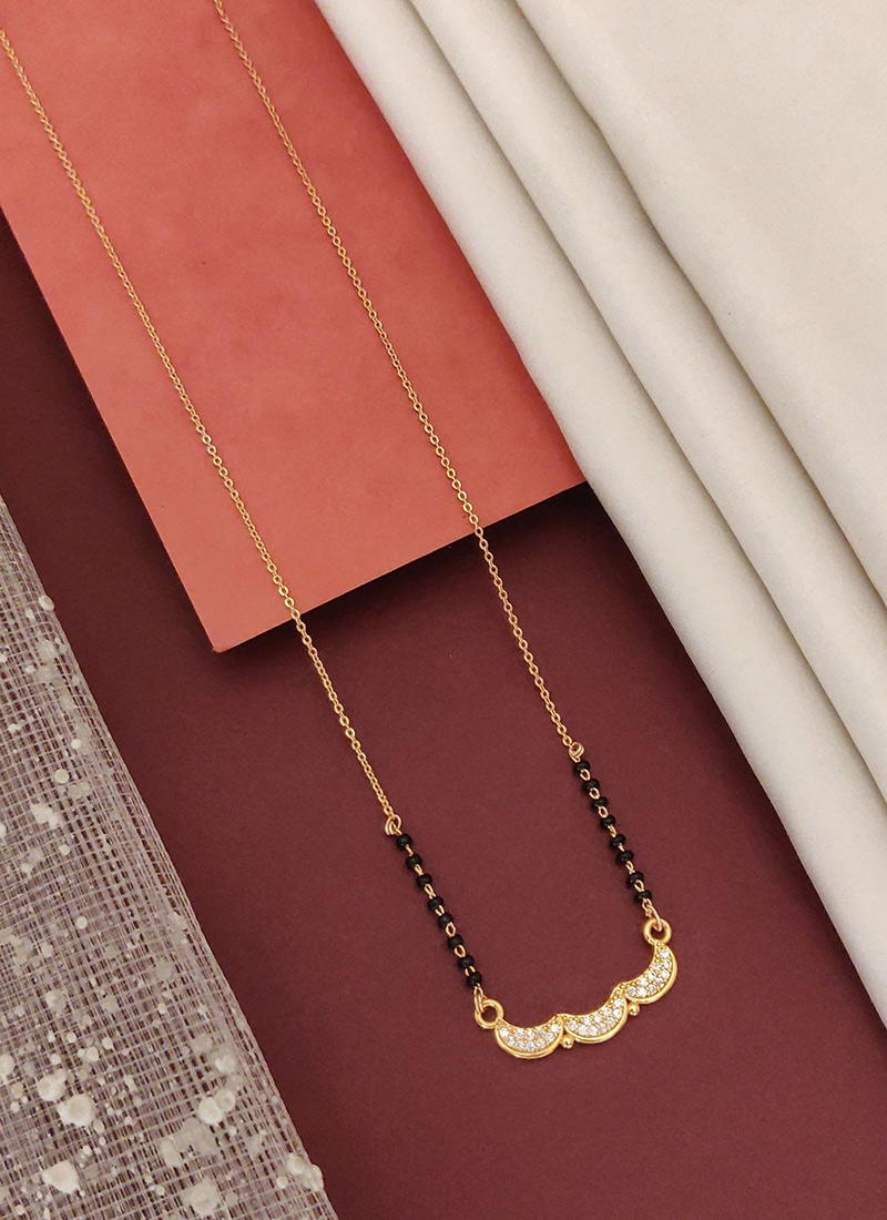 Rose Gold Floral Cluster  Beads And Stones Mangalsutra Festive Wear