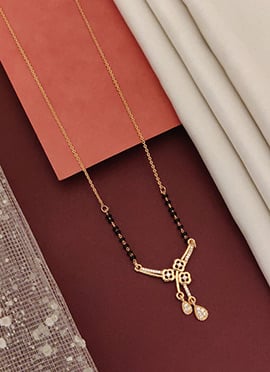 Rose Gold Floral Drop Chain Beads And Stones Mangalsutra