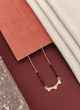 Rose Gold Heart Charm  Beads And Stones Mangalsutra