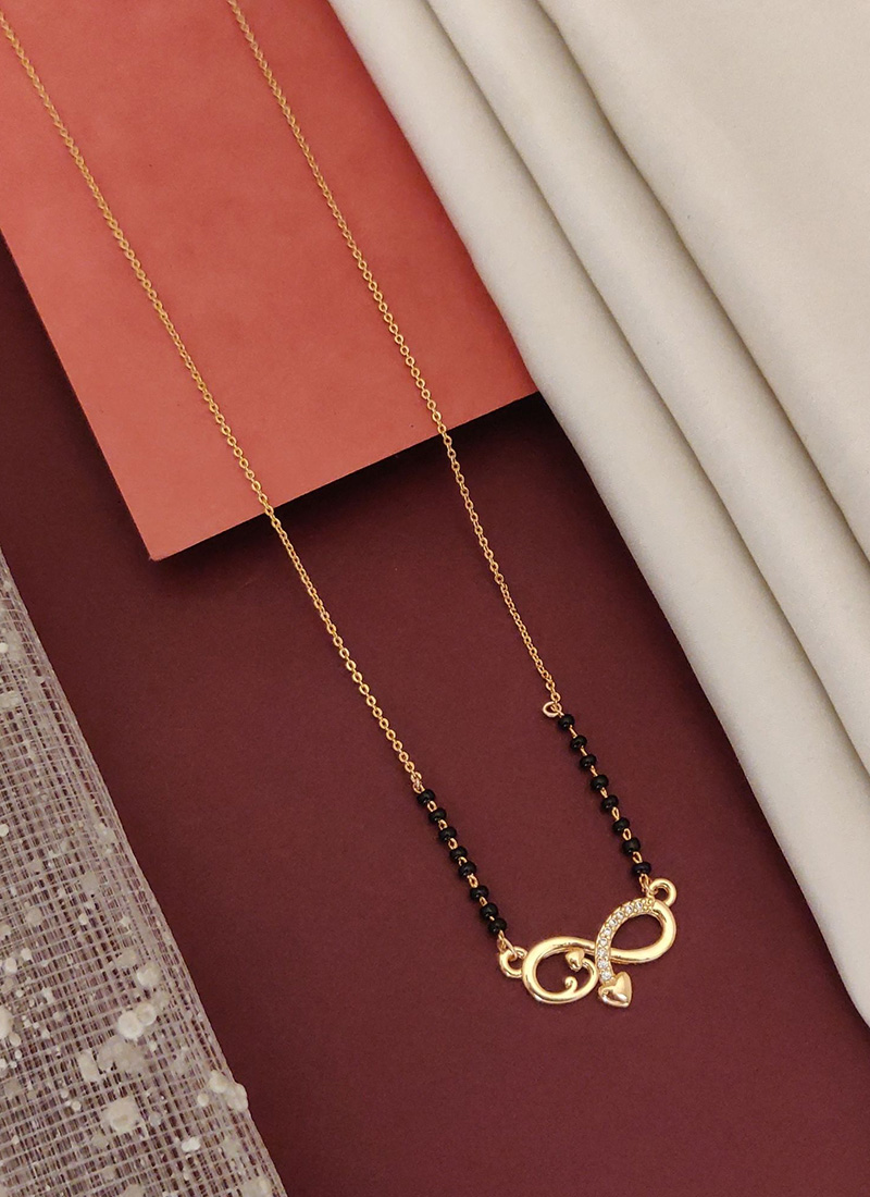 Rose Gold Infinity Heart  Beads And Stones Mangalsutra Festive Wear