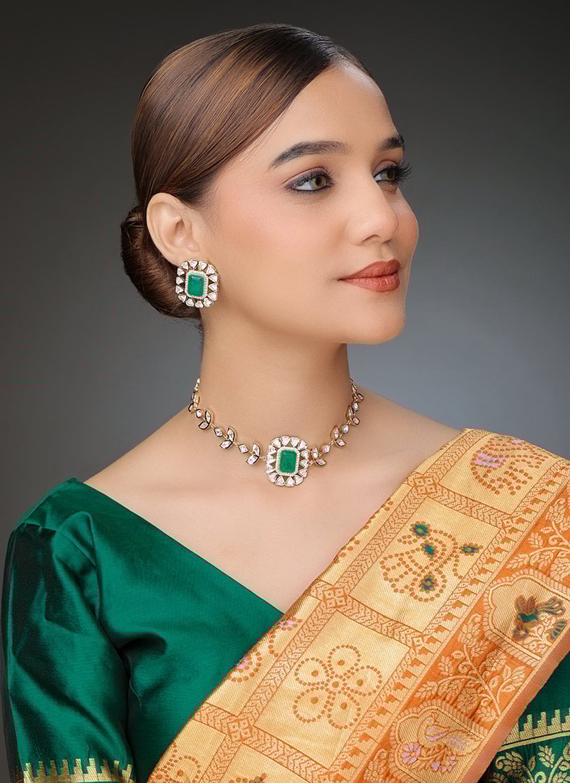 Rose Gold Kundan And Stone Work Choker Wedding Wear
