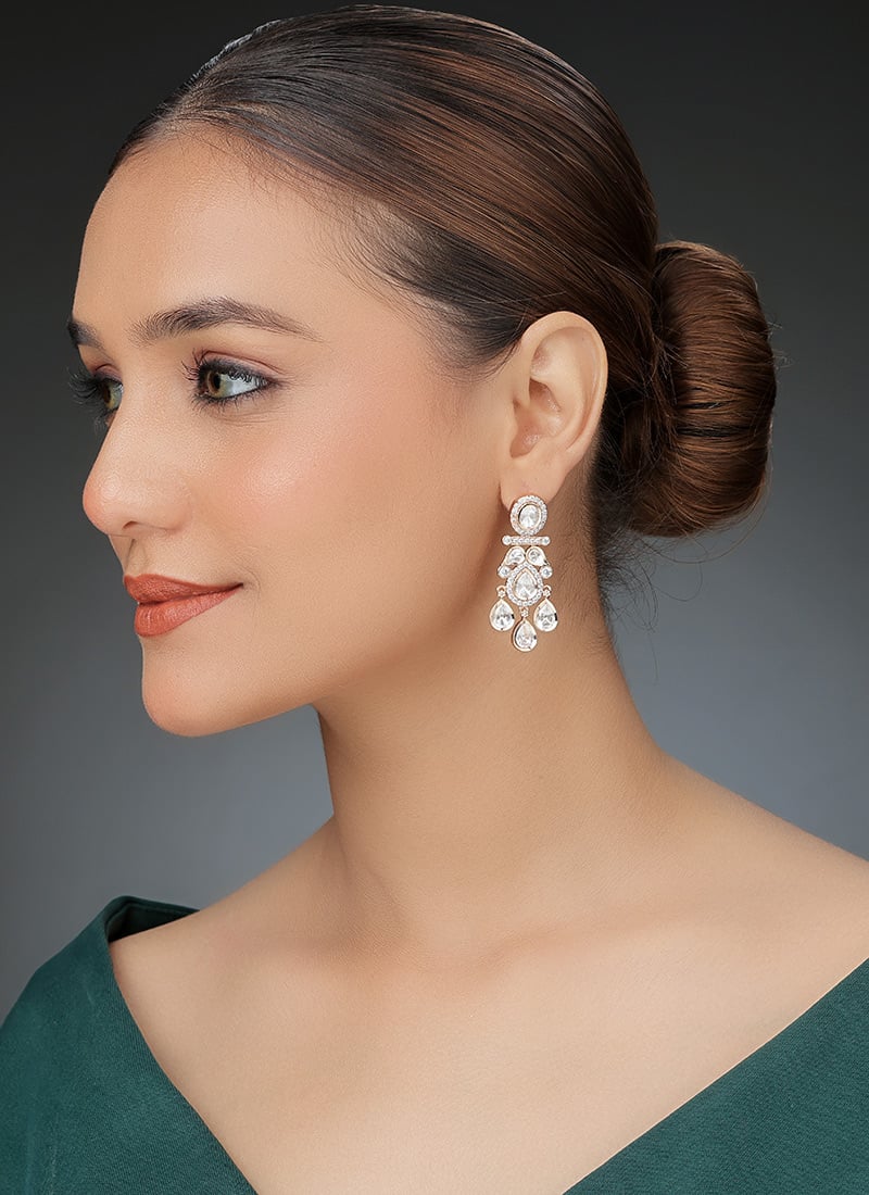 Rose Gold Kundan And Stone Work Danglers Festive Wear